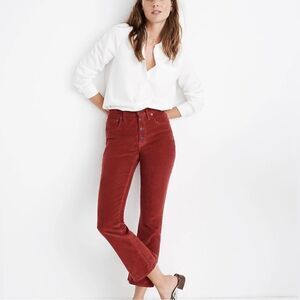 Madewell Cali Demi boot corduroy pants red